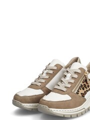 Rieker Womens Wide Fit Cream Zipper Trainers - Image 6 of 10