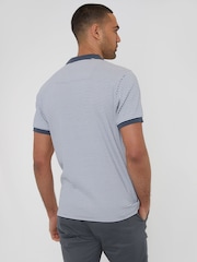 Threadbare White 100% Cotton Polo Shirt With Herringbone Detail Collar - Image 2 of 4