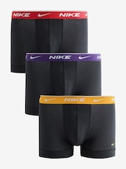 Nike Balck/Purple Essential Cotton Stretch Trunks 3 Pack - Image 1 of 4
