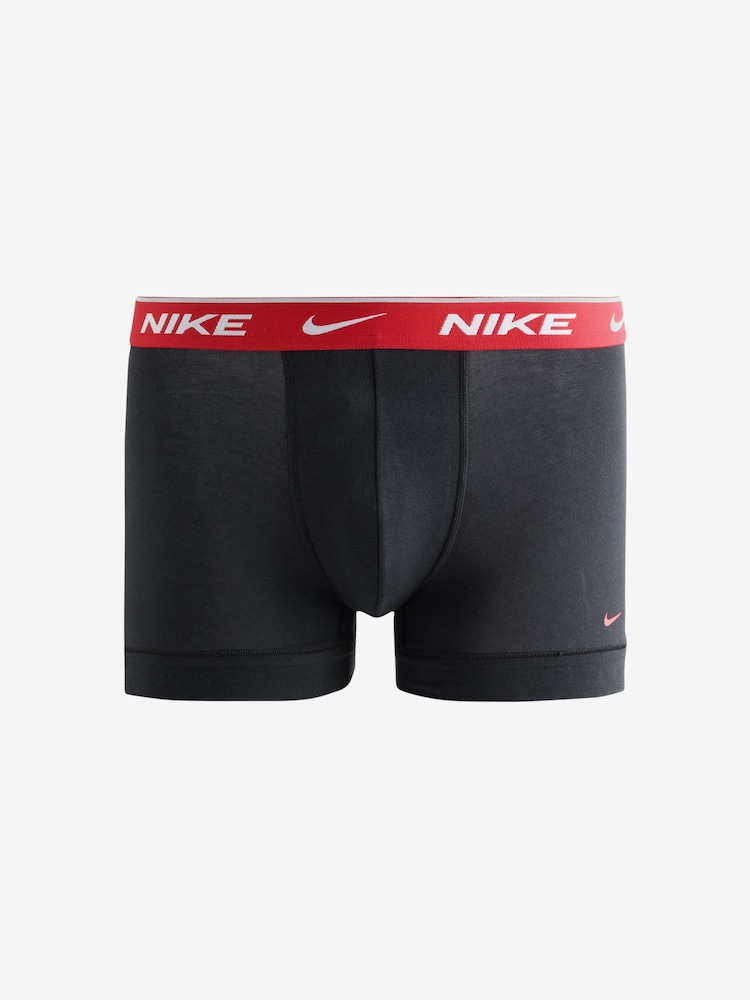 Nike Balck/Purple Essential Cotton Stretch Trunks 3 Pack - Image 2 of 4 Nike Balck/Purple Essential Cotton Stretch Trunks 3 Pack - Image 2 of 4