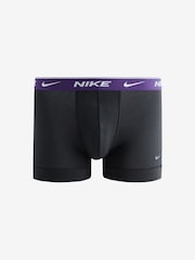 Nike Balck/Purple Essential Cotton Stretch Trunks 3 Pack - Image 4 of 4