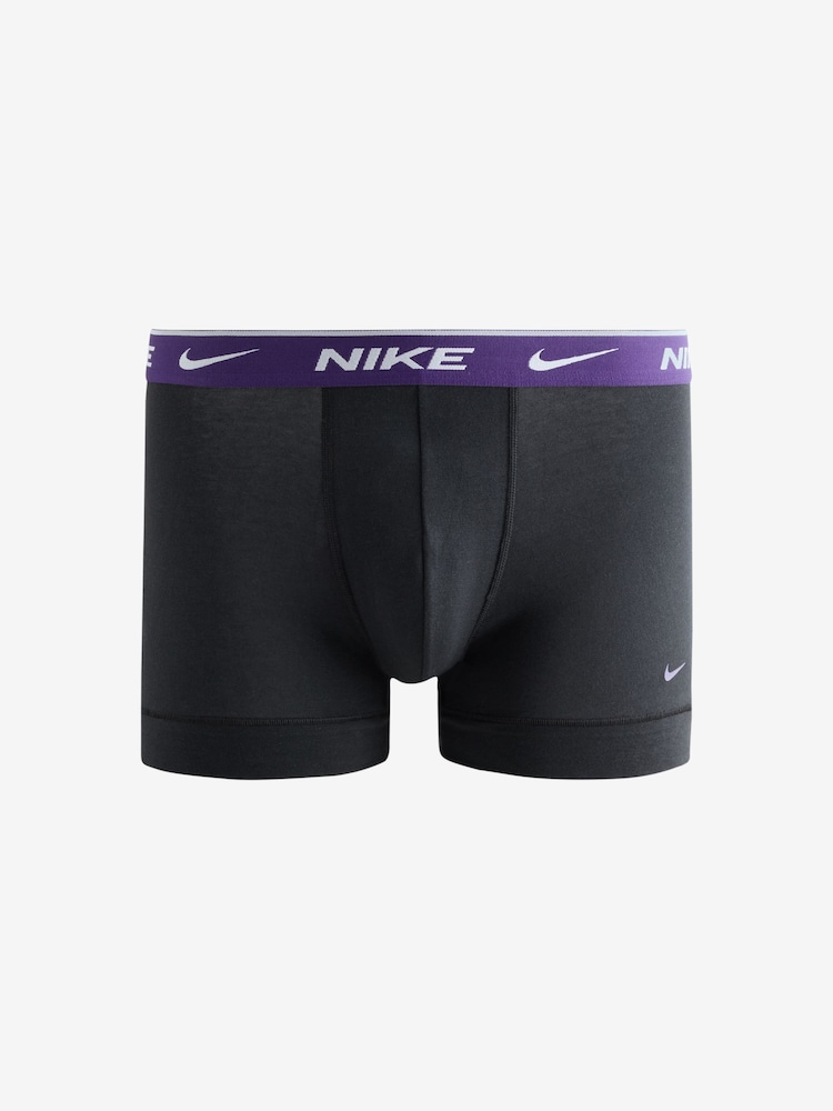 Nike Balck/Purple Essential Cotton Stretch Trunks 3 Pack - Image 4 of 4 Nike Balck/Purple Essential Cotton Stretch Trunks 3 Pack - Image 4 of 4