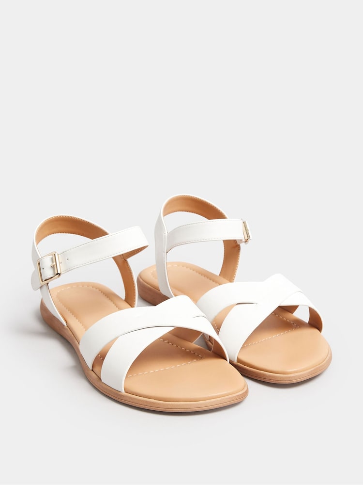 White Cross Strap Sandals In Extra Wide EEE Fit - Image 2 of 5