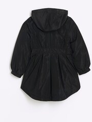River Island Black Girls Cinched Waist Frill Raincoat - Image 4 of 6