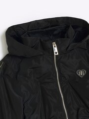 River Island Black Girls Cinched Waist Frill Raincoat - Image 5 of 6