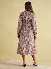 Joules Cara Cream Ditsy Cord Twisted Front Dress - Image 2 of 6