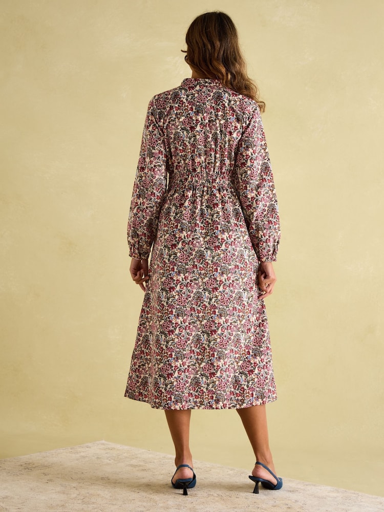 Joules Cara Cream Ditsy Cord Twisted Front Dress - Image 2 of 6