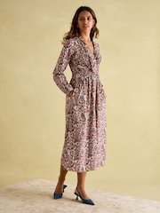 Joules Cara Cream Ditsy Cord Twisted Front Dress - Image 3 of 6