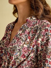 Joules Cara Cream Ditsy Cord Twisted Front Dress - Image 5 of 6