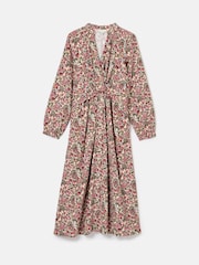 Joules Cara Cream Ditsy Cord Twisted Front Dress - Image 6 of 6