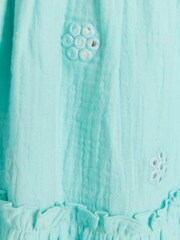 River Island Blue Girls 100% Cotton Daisy Embellished Smock Dress - Image 4 of 4