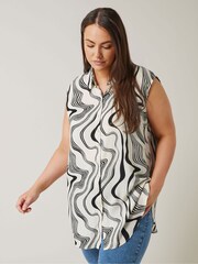 Evans Curve Abstract Print White Tunic - Image 1 of 5