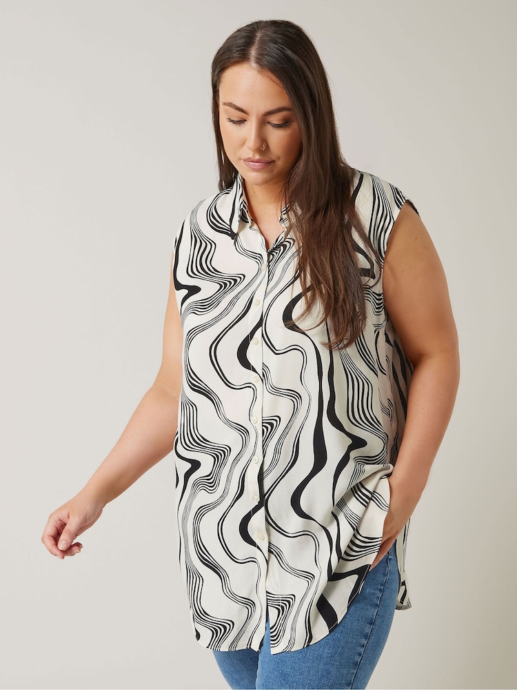 Evans Curve Abstract Print White Tunic - Image 1 of 5