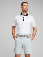 Puma White Pure Geo Golf Mens Polo Shirt - Image 1 of 6
