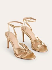 Boden Gold Stone Twist Front Heeled Sandals - Image 3 of 4