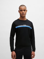 BOSS Black 100% Cotton Stripe Logo Sweatshirt - Image 1 of 7