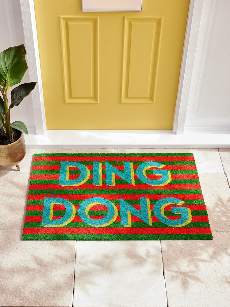 Multi Ding Dong Slogan Coir Doormat - Image 2 of 7