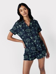 Chelsea Peers Blue Tropical Holiday Print Short Pyjama Set - Image 2 of 5