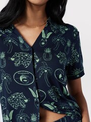 Chelsea Peers Blue Tropical Holiday Print Short Pyjama Set - Image 4 of 5