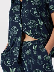 Chelsea Peers Blue Tropical Holiday Print Short Pyjama Set - Image 5 of 5