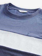 Navy Blue Long Sleeve Block 100% Cotton T-Shirt - Image 7 of 7