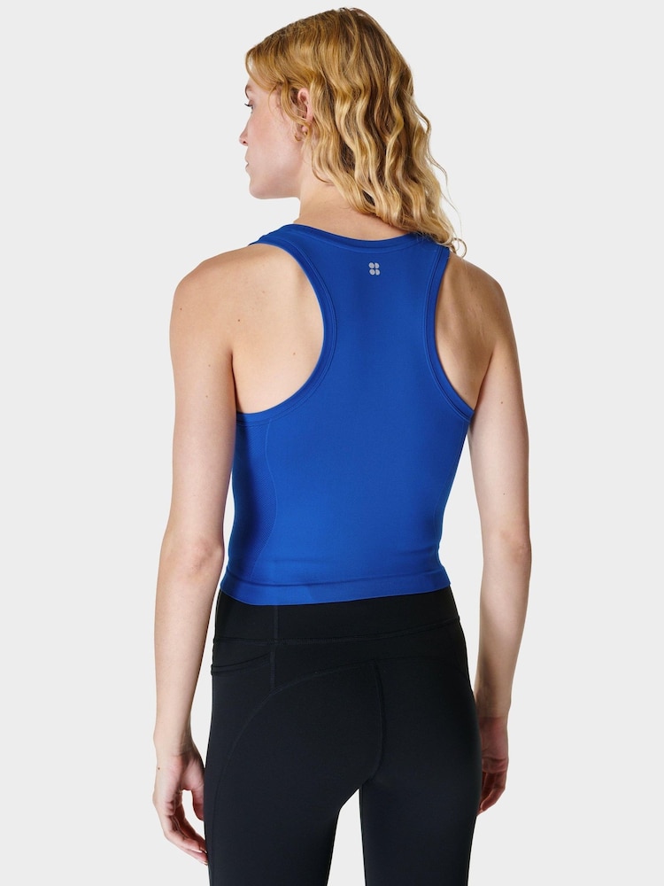 Sweaty Betty Lightning Blue Athlete Crop Seamless Workout Tank Top - Image 2 of 5 Sweaty Betty Lightning Blue Athlete Crop Seamless Workout Tank Top - Image 2 of 5