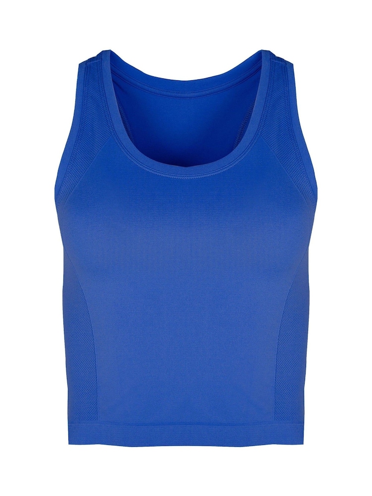 Sweaty Betty Lightning Blue Athlete Crop Seamless Workout Tank Top - Image 5 of 5 Sweaty Betty Lightning Blue Athlete Crop Seamless Workout Tank Top - Image 5 of 5
