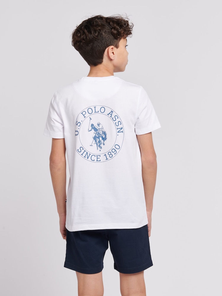 U.S. Polo Assn. White Back Print Boys 100% Cotton T-Shirt - Image 1 of 8