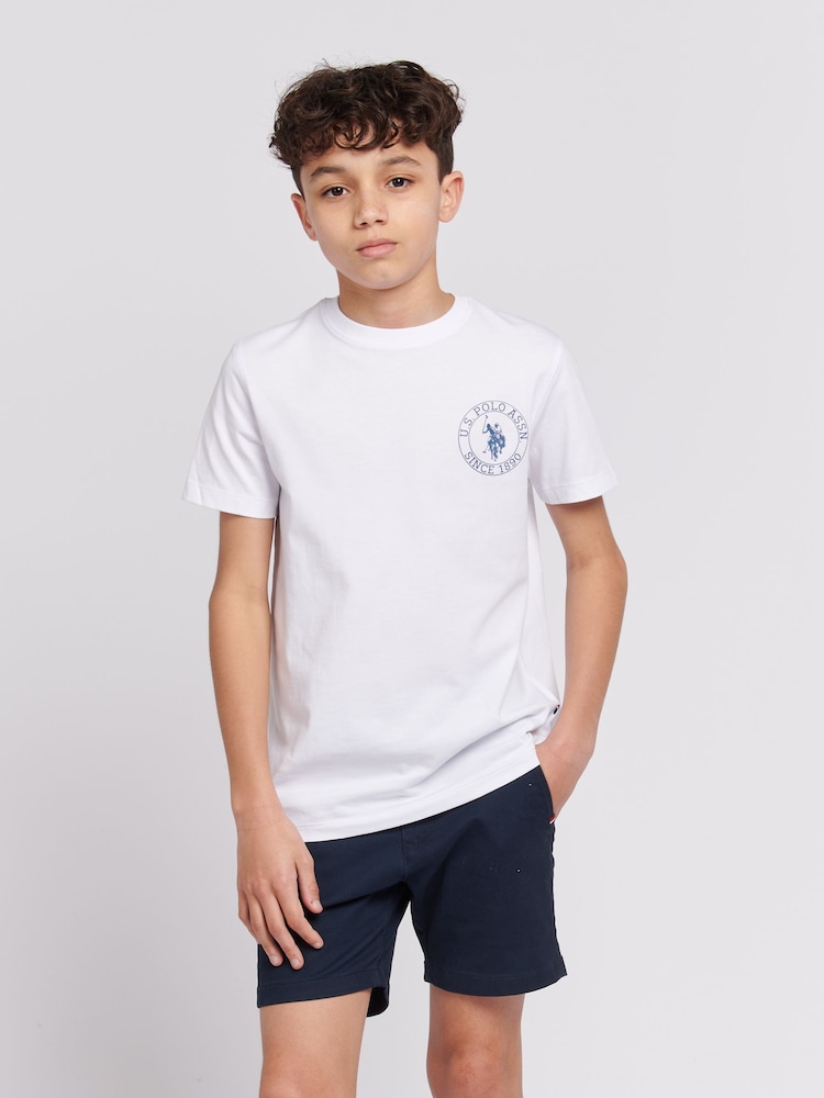 U.S. Polo Assn. White Back Print Boys 100% Cotton T-Shirt - Image 2 of 8