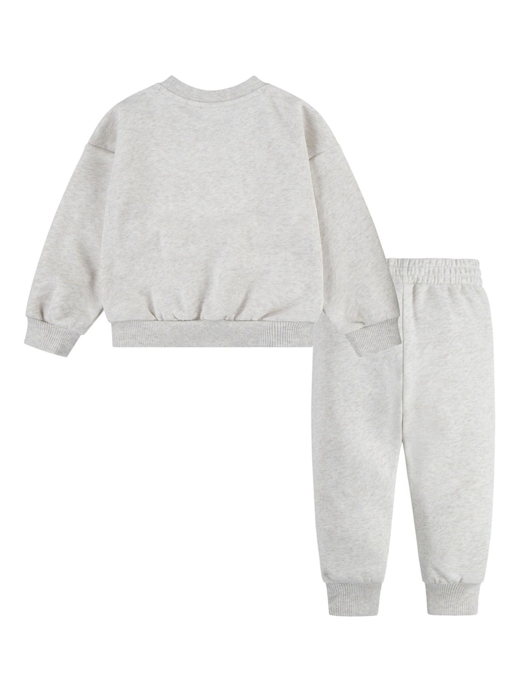 Nike Natural Little Kids Essential Marl Crew Tracksuit Set - Image 2 of 4
