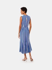 Whistles Blue Crinkle Stripe Midi Dress - Image 3 of 6