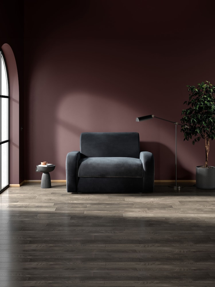 Jay-Be Luxe Velvet Charcoal Grey Deco Snuggle Sofa Bed - Image 1 of 6