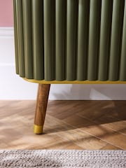 Clarke & Clarke Ribbed Green Mango Wood Calisto Up to 50 Inch TV Unit - Image 4 of 9