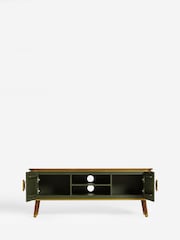 Clarke & Clarke Ribbed Green Mango Wood Calisto Up to 50 Inch TV Unit - Image 6 of 9
