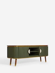 Clarke & Clarke Ribbed Green Mango Wood Calisto Up to 50 Inch TV Unit - Image 7 of 9
