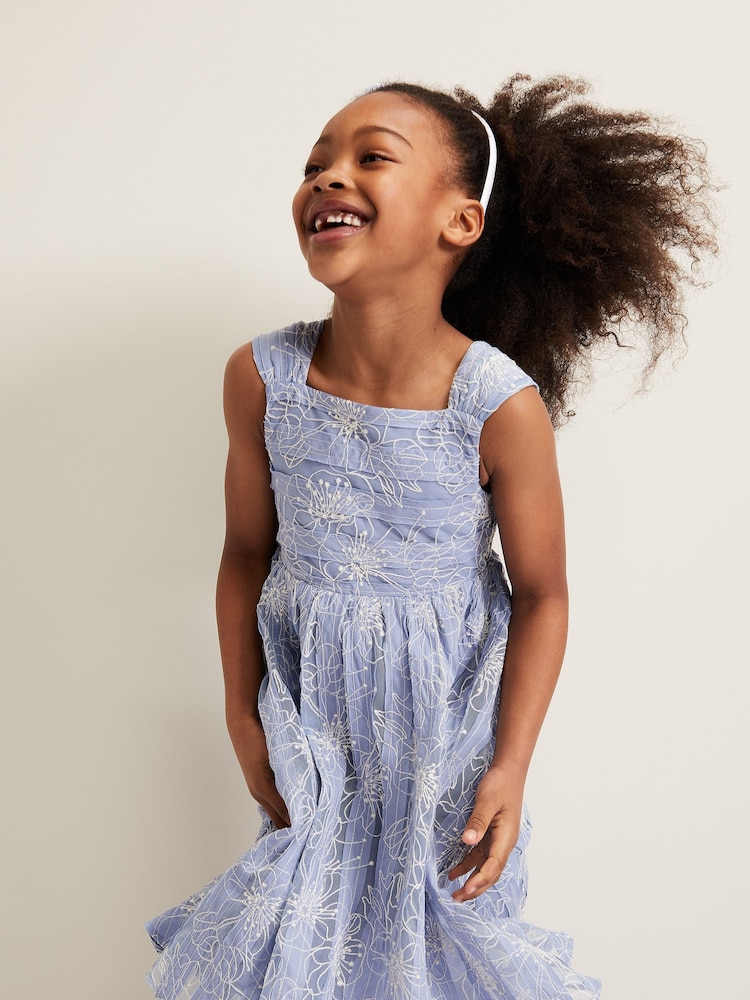 Phase Eight Blue Amelia Embroidered Dress - Image 6 of 6
