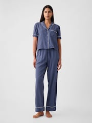 Gap Blue Linen-Blend Pyjama Shirt - Image 3 of 4