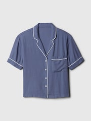 Gap Blue Linen-Blend Pyjama Shirt - Image 4 of 4
