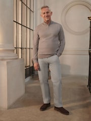 Neutral Regular Fit Signature 100% Merino Wool Quarter Zip Jumper - Image 2 of 8
