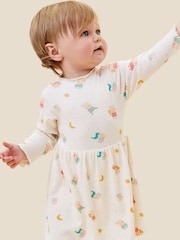 MORI Cream Organic Cotton and Bamboo Ribbed Peppa Pig Print Dress - Image 4 of 4