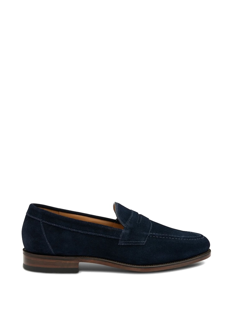 Loake Navy Blue Suede Penny Loafers - Image 1 of 3