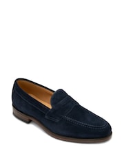 Loake Navy Blue Suede Penny Loafers - Image 2 of 3
