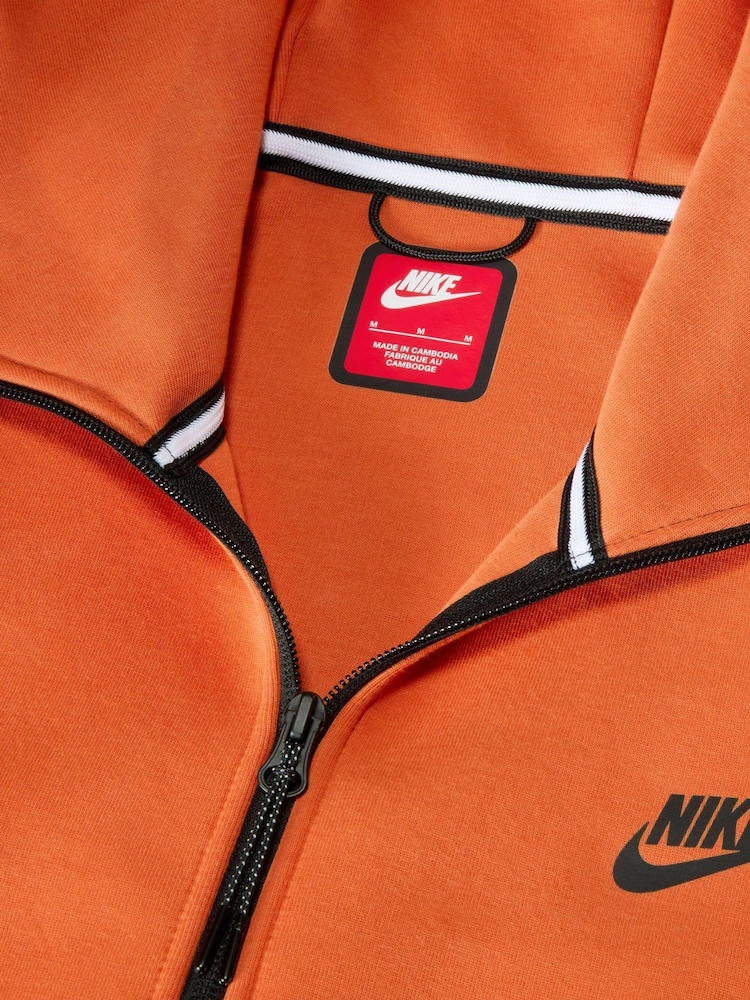 Nike Orange Tech Fleece Zip Up Hoodie - Image 10 of 13