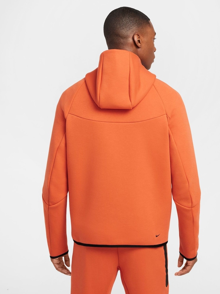 Nike Orange Tech Fleece Zip Up Hoodie - Image 2 of 13
