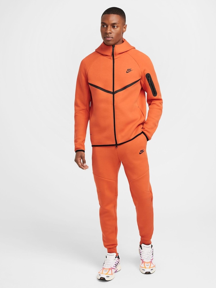 Nike Orange Tech Fleece Zip Up Hoodie - Image 3 of 13