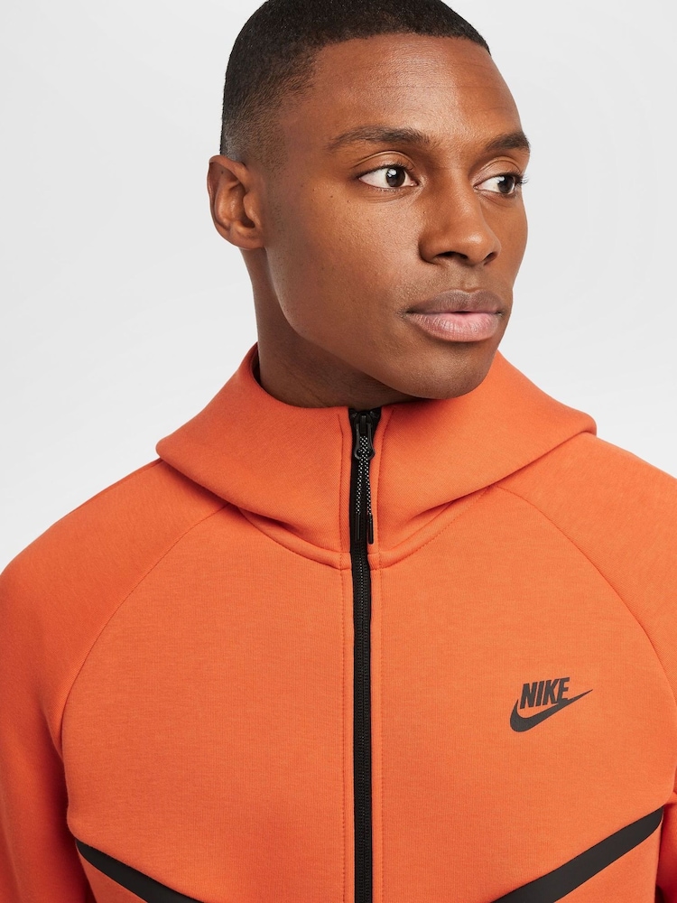 Nike Orange Tech Fleece Zip Up Hoodie - Image 4 of 13