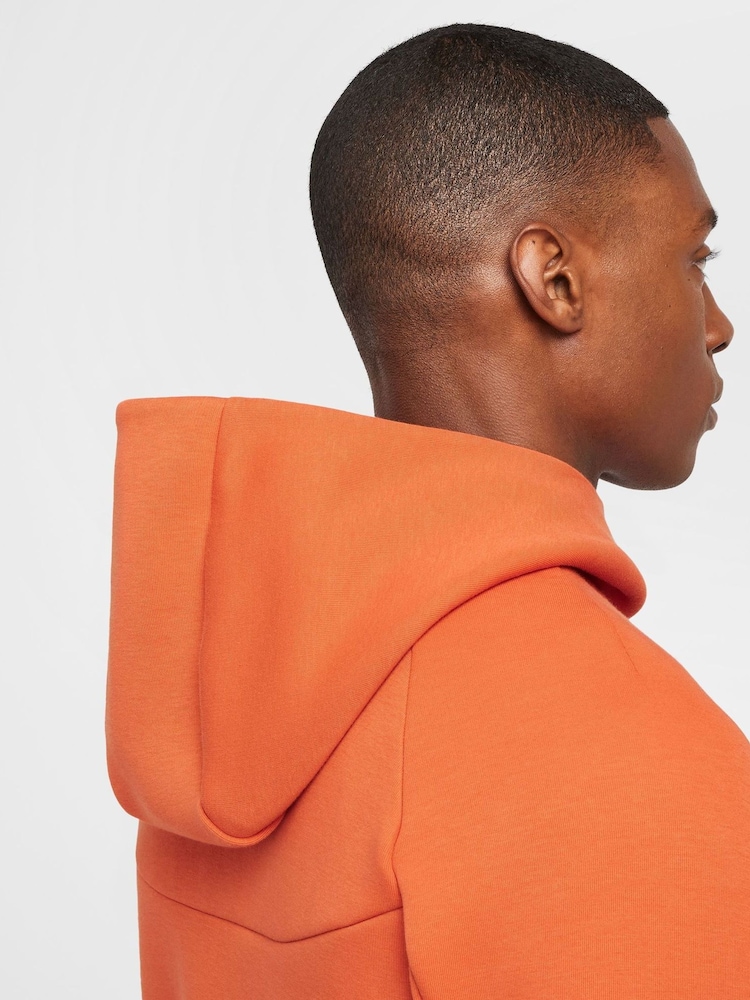 Nike Orange Tech Fleece Zip Up Hoodie - Image 5 of 13