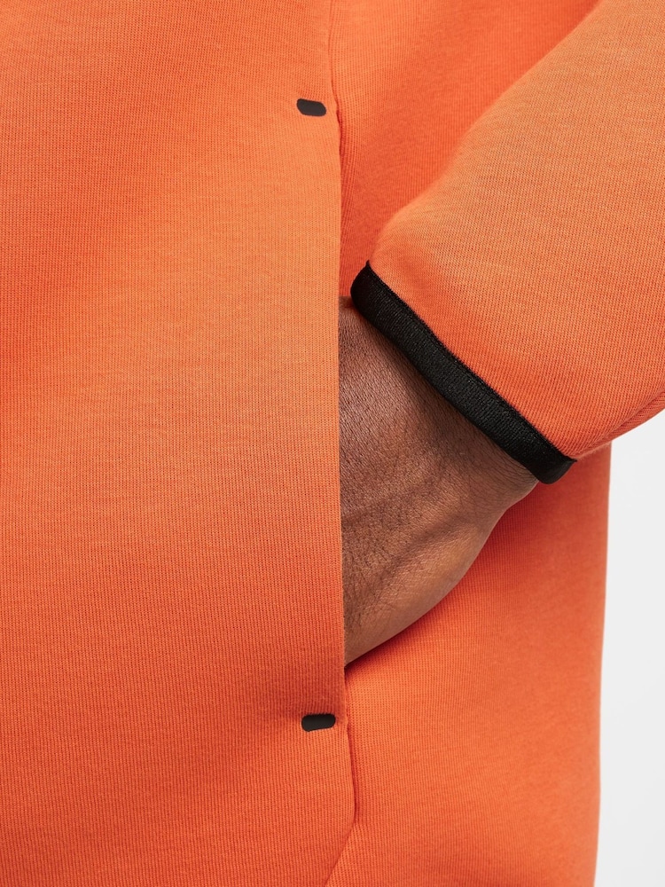 Nike Orange Tech Fleece Zip Up Hoodie - Image 6 of 13