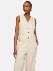 Jigsaw Cream Hopsack Tailored Waistcoat - Image 1 of 6