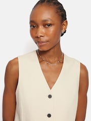 Jigsaw Cream Hopsack Tailored Waistcoat - Image 2 of 6